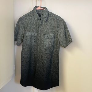 International Concepts Macy’s Men’s button-up short sleeve black gray gradient
